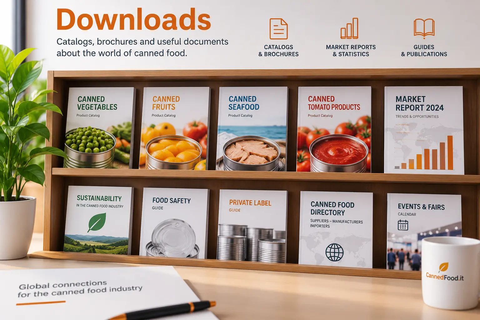 Canned food catalogs, market reports and industry publications