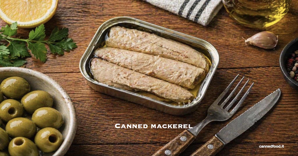 Canned mackerel fillets in oil